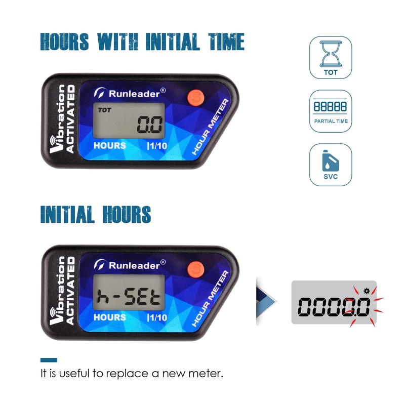 Runleader Self Powered Vibration Hour Indicator, Maintenance Reminder, Shutdown User