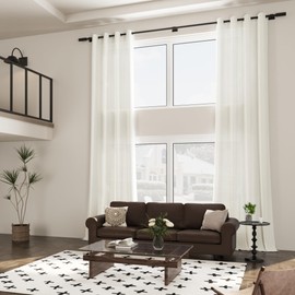 Cream 126 Inch Long Linen Curtains for High Ceiling Living Room Bedroom 2 Panels Custom Made Drapes Grommet Semi Sheer Ivory Birch Natural Extra Long Curtains 126 Inch Length for 2 Story Windows