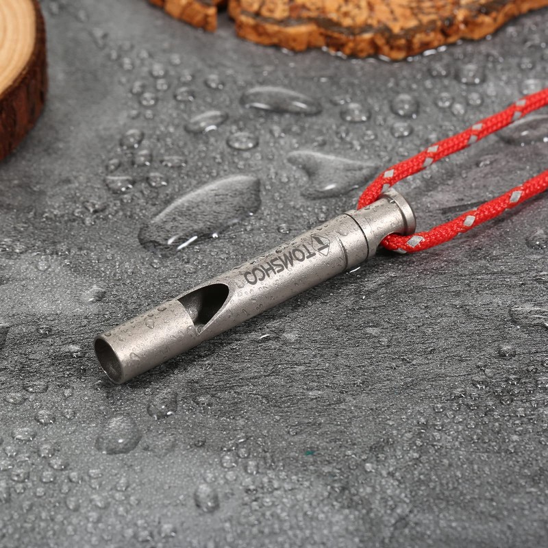 Light Titanium Emergency Whistle with Cord Outdoor Survival Camping Hiking
