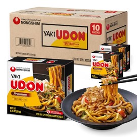 Nongshim Yaki Udon Teriyaki Flavor, Stir Fry Style Japanese Noodles with Sauce, Non-Fried Fresh Noodles, Rich Bonito Taste, Chewy Texture, 8.85 oz (Pack of 10)