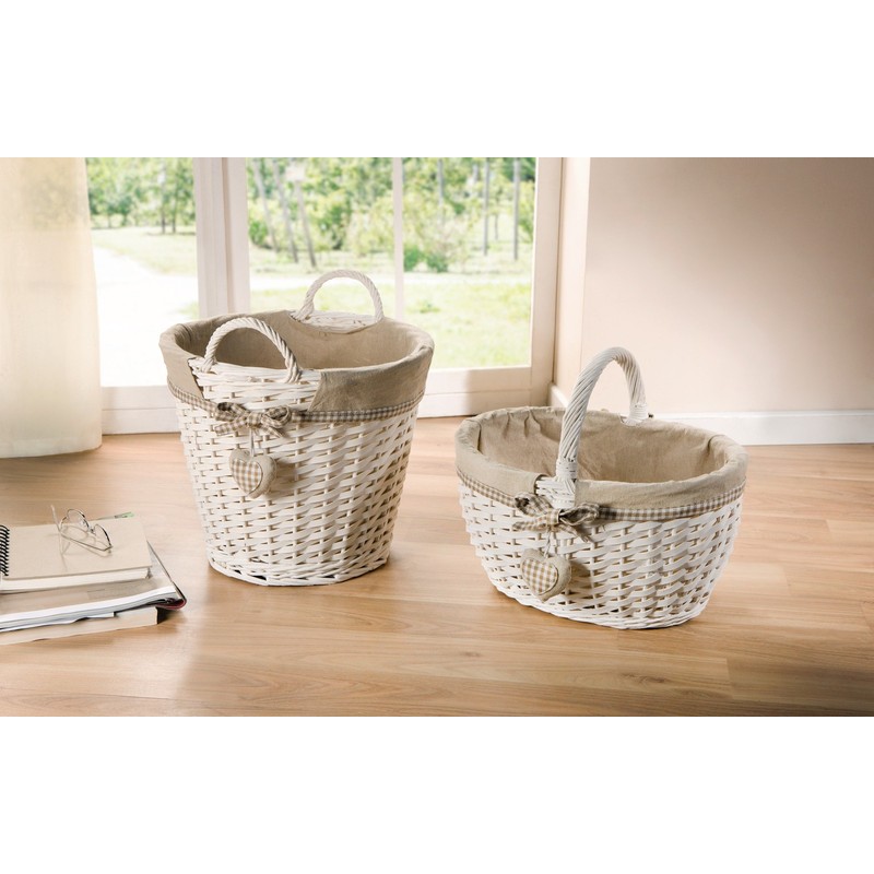 Love Heart Basket with Handle White