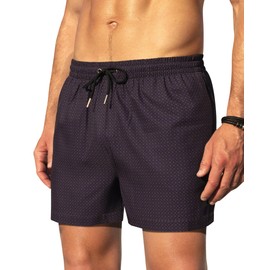Mens 5" Vintage Swim Trunks Bathing Suits with Mesh Lining Quick Dry Swim Shorts Men Swimsuits with Zipper Pocket Black Gold