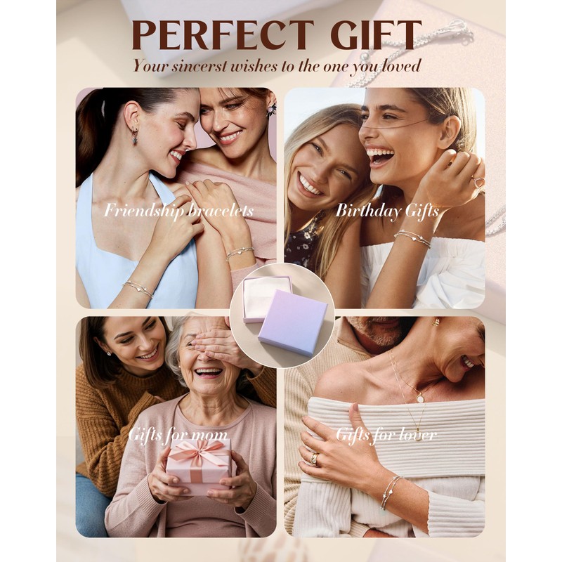 CASSIECA Silver Bracelet for Women Ladies Friendship Bracelet for Girls