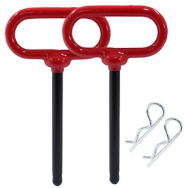 Bonsicoky 2 PCS Tractor Towing Hitch Pin and Clip, 3/8 x 4 Inch Trailer Gate Pin for Towing Tractor, RV, Truck, Boat, Car - Red Handle
