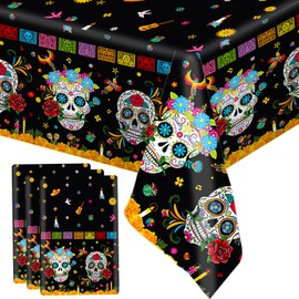 MEHOFOND - Mantel de plástico para el día de los muertos, de Dia De Los Muertos, para Halloween, decoración de fiesta floral de calavera mexicana, sum