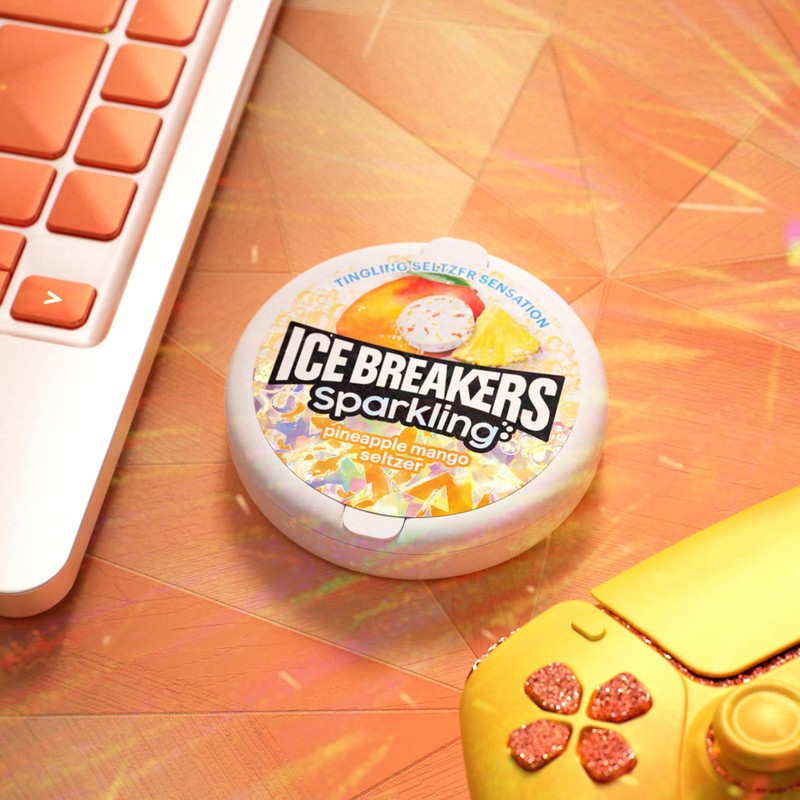 ICE BREAKERS Sparkling Pineapple Mango Seltzer Sugar Free Mints Tins,