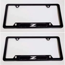 2PCS Z Stainless Steel License Plate Frame Cover Holder ForNissan Z Black Sport