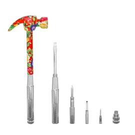 YOUMI 6 in 1 Multifunctional Floral Hammer & Screwdriver Tool for Christmas, Birthday, Valentine's Day Best Gift (Red)