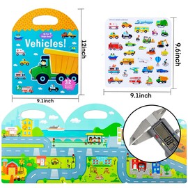 6 Sets Portable Jelly Quiet Busy Sticker Book, Vehicle & Animal & Ocean & Dinosaur & Insect & Space Reusable Sticker Books for Kids, Toddler Sticker Activity Book Preschool Learning Activities Educati