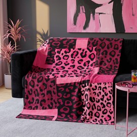 Pink and Black Cheetah Throw Blanket, 50x60 in