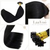 LaaVoo Bonded Real Hair Extensions, Keratin, Remy Hair, Black, 45