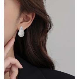 Gelvtic Sterling Silver Open Hoops earrings for Women Girls, Small CZ Diamond Studs Earrings,Gift for Mothers Day Christmas Birthday Valentine's Day with Jewelry Box (221 Silver)