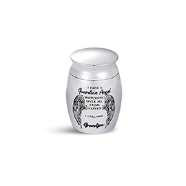 MiniJewelry Mini Cremation Urn for Grandpa Ashes Sepulchral Cinerary Funeral Keepsake Memorial Holder PaPa Men Family Guardian Angel Watching Over Me from Heaven