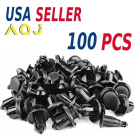 AQJ 100 Pcs Set Plastic Rivet Car Fender Bumper Push Pin Clips 10mm Hole For Honda