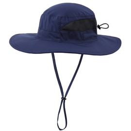Connectyle - Sombrero de malla para hombre, protección UV, para pesca, Azul marino, Large