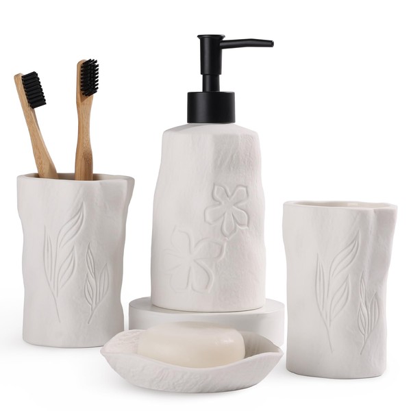 Autumnlife 4-Piece Bathroom Accessory Set, Ceramic Bathroom Accessory Set with
