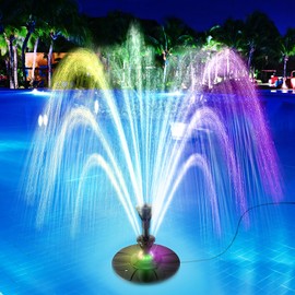 SZMP 2025 Upgraded Floating Pool Fountain, Pond Water Fountain with 2 Sprinkler Modes, 32.8ft Power Cord, for Pool, Pond, Lake, Garden, Outdoor, Colorful Led Lights