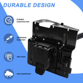 Misakomo Trailer Tow Wiring Harness Hitch Connector Assembly with Mounting Bracket, Compatible with 2002-2004 Ford F250 F350 Super Duty Pickup Truck, 4-Flat 7-Way Plug Adapter Replace# 2C3Z-13A576-DA
