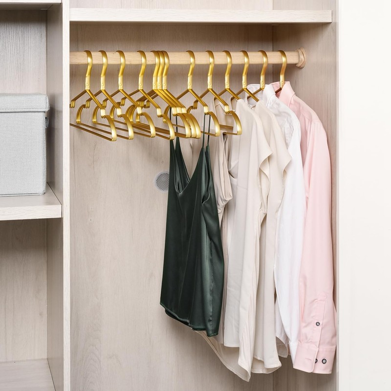 Amber Home 20 Pack Premium Matte Gold Aluminum Coat Hangers,