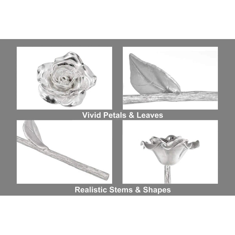 BESZONE Solid Pure Tin Rose 10Th Anniversary Gift Handcrafted Sculpture