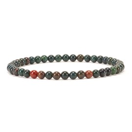 Cherry Tree Collection - Small, Medium, Large Sizes - Gemstone Beaded Bracelets For Women and Men - 4mm Round Beads (Bloodstone - Small)