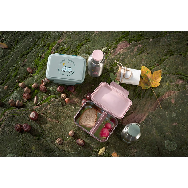 LÄSSIG Kinder Brotdose Edelstahl Lunchbox Frühstücksbox nachhaltig Kindergarten Schule/Adventure Tipi,,