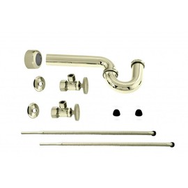 Westbrass Standard Pedestal Lavatory Kit with Round Handles, Polished Brass, D1538L-01