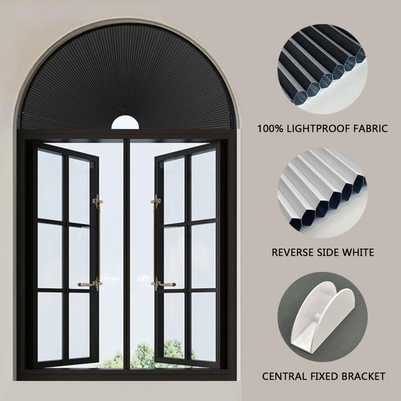 Arch Window Shades Blackout Cellular Honeycomb Blinds Half Circle Cordless