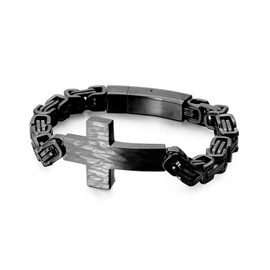 FYNSBLE Black Cross Bracelet for Men Stainless Steel Cuban Link Heavy Bracelet Jesus Wrist Christian Bracelet Jewelry Men