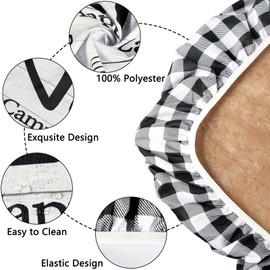 famibay 3 Piece Picnic Table Cover with Bench Covers Checkered Camping Tablecloth Fitted Picnic Table Covers with Elastic Windproof Waterproof Fabric Reusable Camping Table Covers(12" x72"+30" x72")