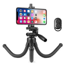 3280 Wiggle Tripod, Smartphone Tripod, Can Be Fixed Anywhere, 3-Way Mount Mount, Smartphone Stand, Compatible with iPhones, iPads, Tablets, Smartphone Stand, Tripod, Load Capacity 2.2 lbs (1 kg), Remote Control, Lightweight, Compact, Mini Tripod, Flexibl