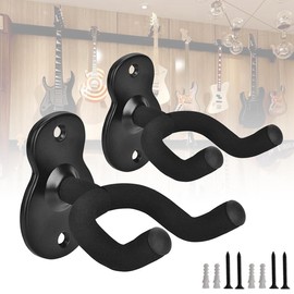 MuzcYM 2pcs/lot Guitar Wall Mount Metal Wall Hanger Hook Black for Acoustic Electric Bass Guitar Ukulele Banjo Mandolin