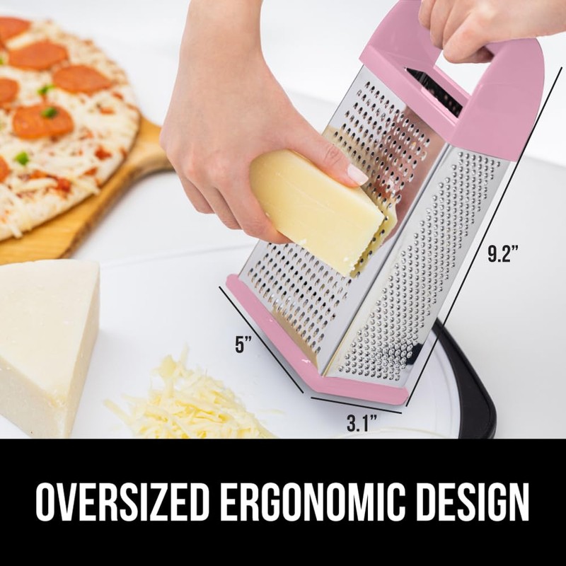 GORILLA GRIP 4-Sided 100% BPA-Free Cheese Grater With Container, Stainless