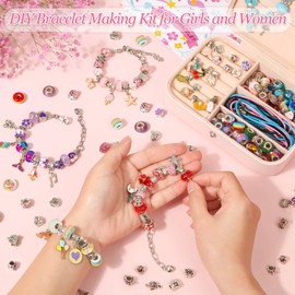 150Pcs Charm Bracelet Making Kit with Jewelry Box Girls Beads for Jewelry Making Kit with DIY Crafts Gift for Girls Bracelet Teen Women Birthday Valentine Gifts Christmas