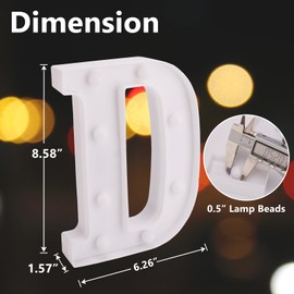 TRONSBOO LED Marquee Sign Light Up Letters, Alphabet Light Up Sign, Battery Powered LED Letter Lights for Night Light, Wedding, Birthday, Party, Christmas or Home Decor (D)
