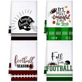 Mixweer 4 Pcs Football Dish Towels Football Kitchen Hand Towels Rugby Dish Cloths Absorbent Vibrant Color Hand Towels Tea Dish Washcloths for Cooking Baking Housewarming 15.75 x 23.62 in