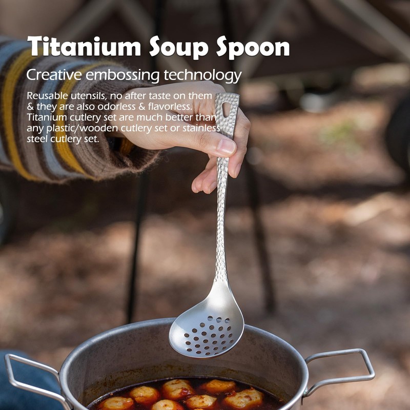 Boundless Voyage Titanium Skimmer Spoon Lightweight Cooking Skimmer Ladle with