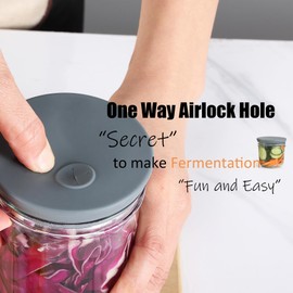 Silicone Fermentation Lids for Wide Mouth Mason Jars, 4-Pack Waterless Silicone Fermentation Air Lock Fermenting Jar Lid for Kimchi, Sauerkraut & Fermented Pickles, Dishwasher Safe & Easy Cleaning