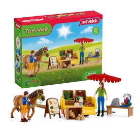 Schleich Farm World, 21-Piece Playset, Farm Toys for Girls and Boys Ages 3-8, Sunny Day Mobile Farm Stand (42528n)