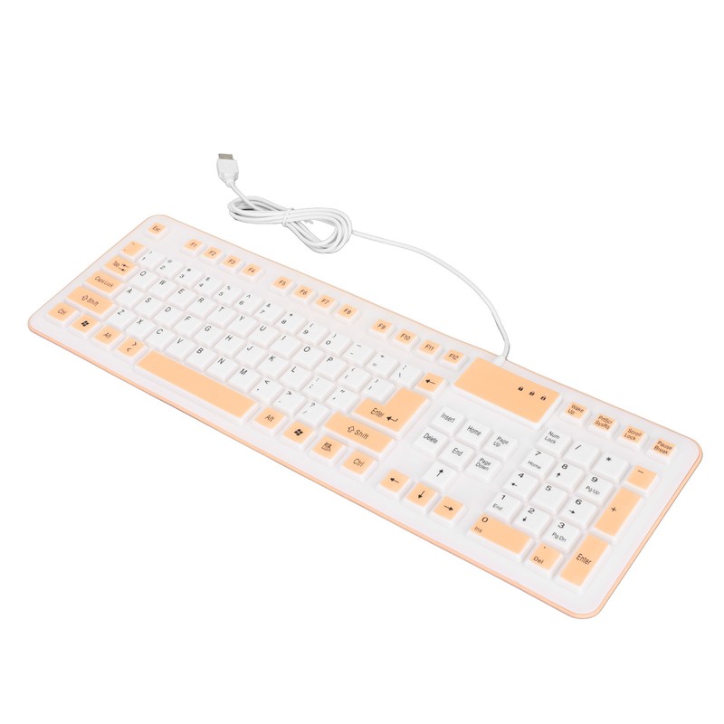 Foldable Silicone Keyboard 106 Keys Waterproof Dustproof Foldable USB Wired