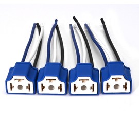 Vkinman H4 HB2 9003 Wiring Harness Headlight Socket Heavy Duty Ceramic Headlight Connector Replacement for Car Truck Boat Marine Headlight Fog Light 4 Pcs