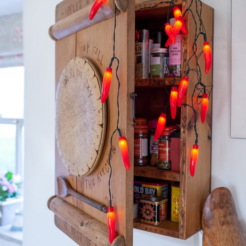 Lights4fun 20er LED Chilli Lichterkette rot batteriebetrieben Chilli Geschenkset Chilli