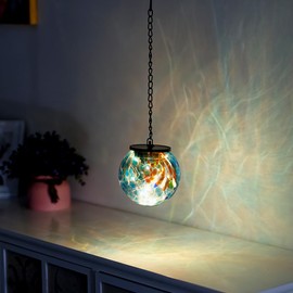 VEWOGIFT Solar Hanging Lanterns Outdoor, Solar Glass Gazing Ball Lights, Waterproof Led Globe Light for Garden Yard Tree Party Decorations, Colorful Dot