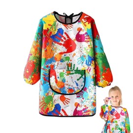 SMYJDMM Painting Apron, Waterproof Painting Coat, Painting Coat for 7-11 Years, Girls, Boys, Craft Apron with Sleeves and Big Pockets, Painting Smock, School for School, Art, Painting, Cooking,