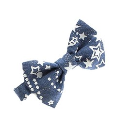 My Lello Baby Printed Denim Adjustable Pre-Tied Bow Tie - Celestial Sparkle Classic Denim
