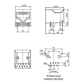 Conector de PCB RJ45 10 piezas RJ45 blindado 8P8C 90 grados Conector modular de red para PCB, CAT5/5e/6 LAN de computadora Conector hembra 8P8C