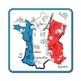 French Map Tourism Cities Love France Vinyl Sticker - Car Window Bumper Laptop - Select Size