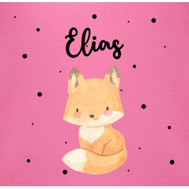 Geschenk mit Namen personalisiert by Shirtracer - Baby Bib - Animals - Cute Fox, 2 Pink