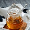 OFKPO Glass honey jars with honey spoon, transparent honey pot/honey