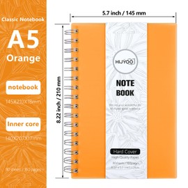 Notebook A5, 3 Pack 480 Pages A5 Notepad Wirebound Spiral Notebooks, 80GSM College-Ruled Paper, PVC Cover, Lined Journal for Women Men Work Office School, 14.5 x 21cm (Red, Purple, Orange)